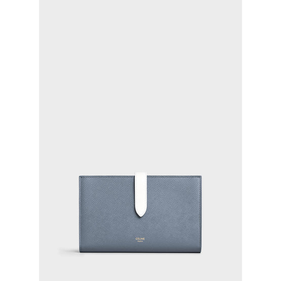 Women's Large Strap Wallet - Medium Grey/White