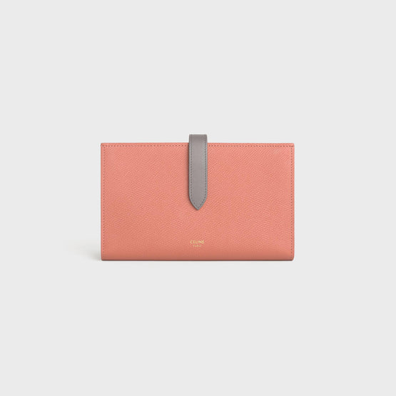 Women's Large Strap Wallet - Lychee/Pebble