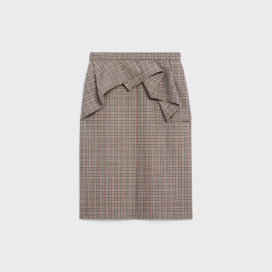 Women's Short Ceinture Fente Dev Skirt - Beige/Marron/Noir