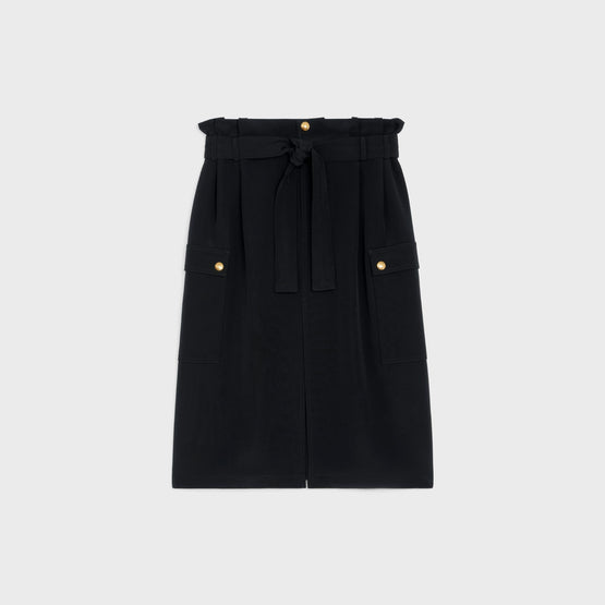 Women's Pencil Paperbag Skirt - Black