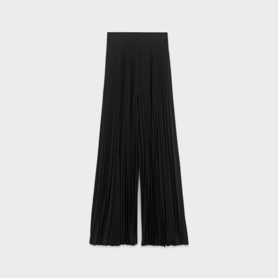 Women's Longue Plissee Trousers Skirt Culotte - Black