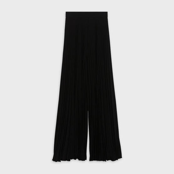 Women's Longue Plissee Trousers Skirt Culotte - Black