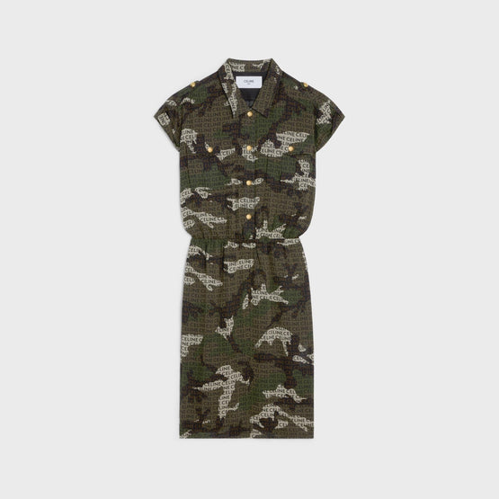 Women's Shirt Poches Army Dress - Black/Camouflage