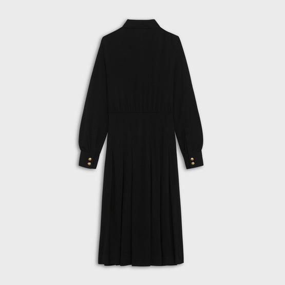 Women's Plissée Sulky Shirt Dress - Black