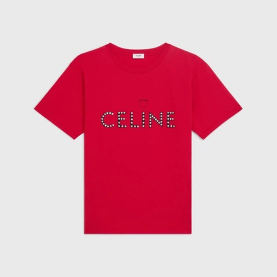 Men's Loose Celine Lucky T-Shirt - Poppy/Black