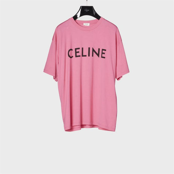 Men's Loose Celine T-Shirt - Hot Pink/Black