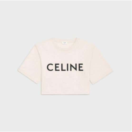 Women's Crop Celine T-Shirt - Ivory/Black