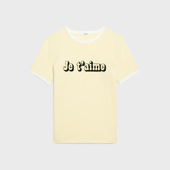 Women's 70s Je T'Aime T-Shirt - Pastel Yellow/Black/White