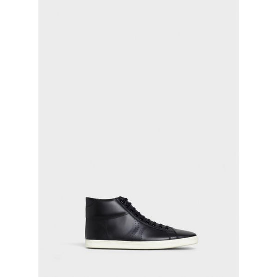 Men's Mid Lace Up w/ Perfo Celine Triomphe Sneakers - Black