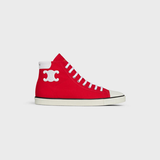 Women's Mid Lace Up Sneakers w/ Triomphe - Bright Red