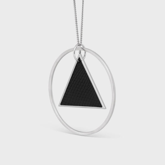 Men's Triangle Large Necklace - Black/Silver