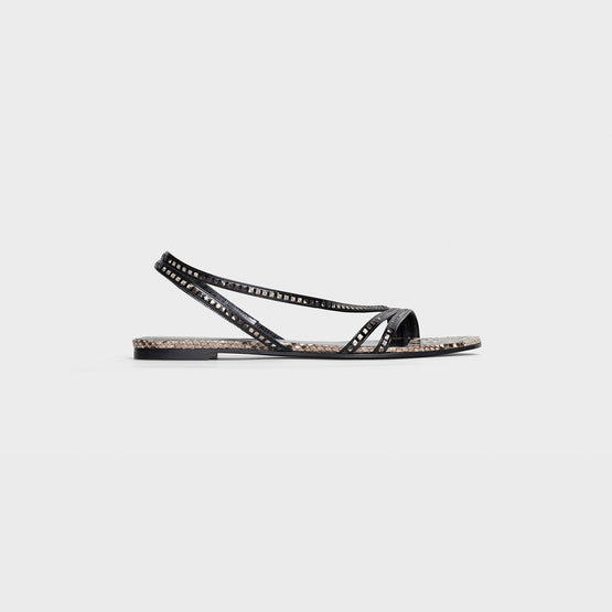 Women's Celine Sharp Square Cut Interlaced Sandals - Black/Natural