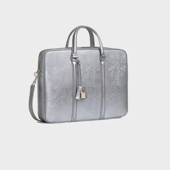 Men's Medium Briefcase - Silver
