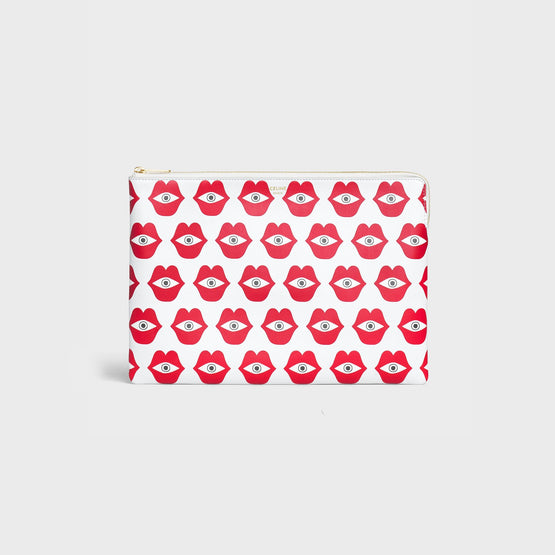Women's Printed Pouch - White/Red