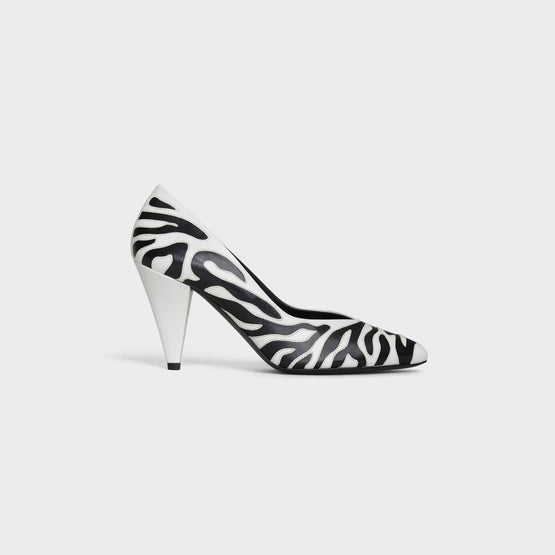 Women's 85 Celine Triangle Heel Zebra Pumps - Black/White