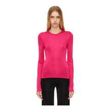 Long Sleeved Ribbed Top - Ladies - Fuchsia