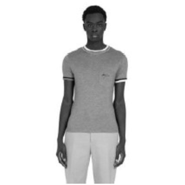 T-Shirt With Color Block Trims - Men - Dark Sand