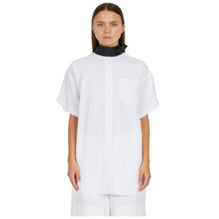 Shirt With Eco-Leather Collar - Ladies - White