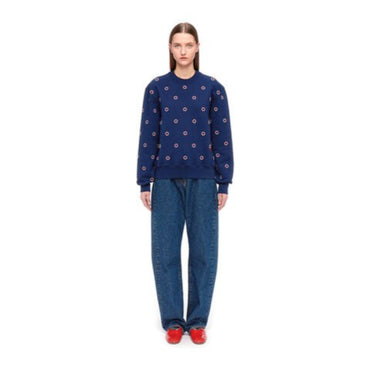 Crew Neck Sweatshirt - Ladies - Navy Blue