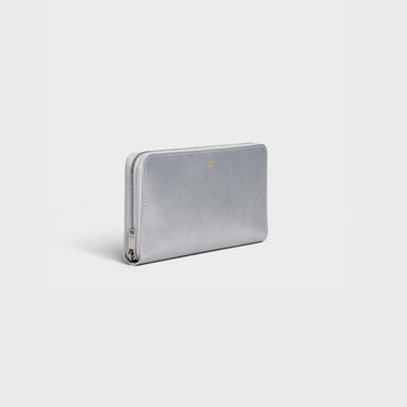 Essentials Slg Large Zipped Wallet Lam.Grain.Calf - Silver