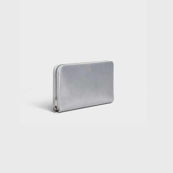 Women Large Zipped Wallet - Silver