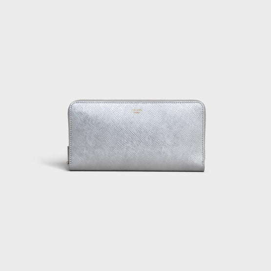 Women Large Zipped Wallet - Silver