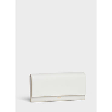 Essentials Slg Large Flap Wallet Grained Calfskin - White