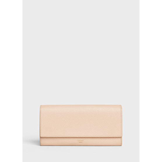 Women Large Flap Wallet - Nude