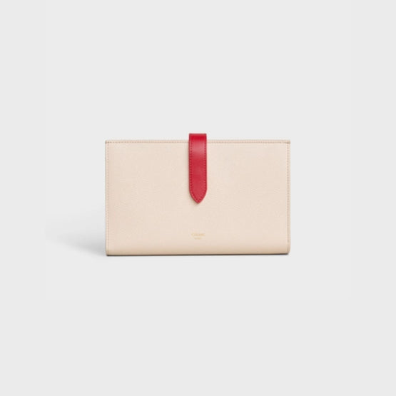 Women Large Strap Wallet - Powder/Red