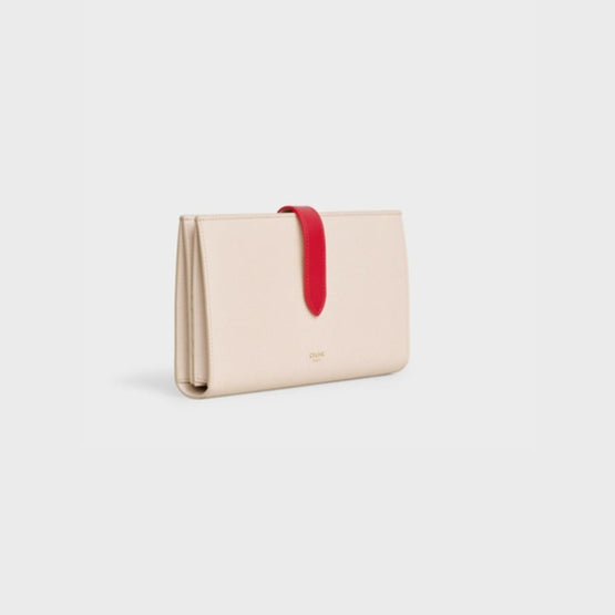 Women Large Strap Wallet - Powder/Red