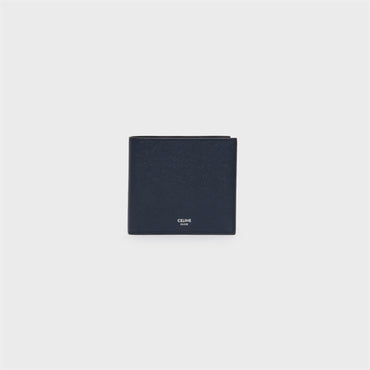 Essentials Slg Bi-Fold Wallet Grained Calfskin - Navy Blue