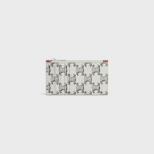 Zipped Compact Card Holder - Tan/Ecru