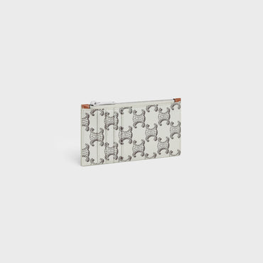 Zipped Compact Card Holder - Tan/Ecru