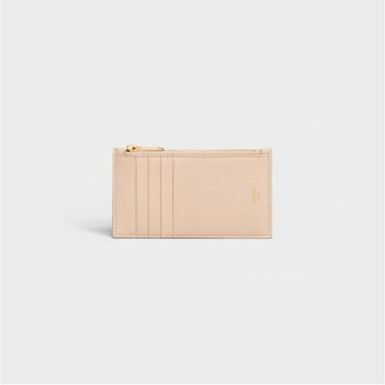 Women Zipped Compact Card Holder - Nude