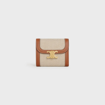 Small Flap Wallet - Tan/White