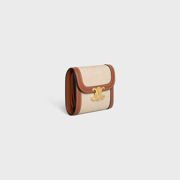 Triomphe Small Flap Wallet - Natural/Tan