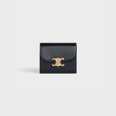 Triomphe Small Flap Wallet - Black