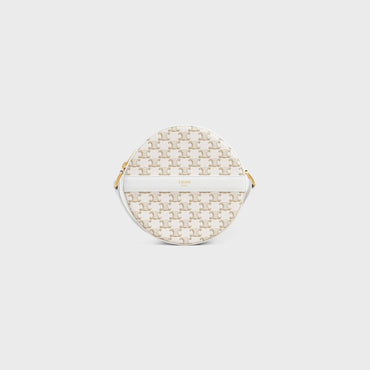 Round Purse On Strap - White/White