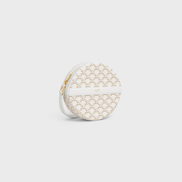 Round Purse On Strap - White/White