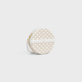 Women Round Purse On Strap - White/White