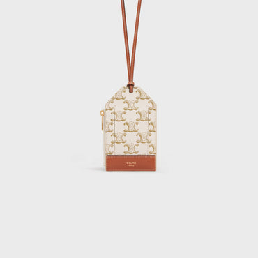 Card Holder Necklace - White/Tan