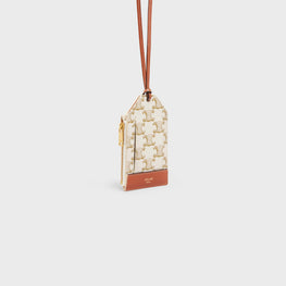 Women Card Holder Necklace - White/Tan