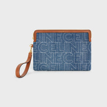 Women Small Pouch With Strap - Navy/Tan