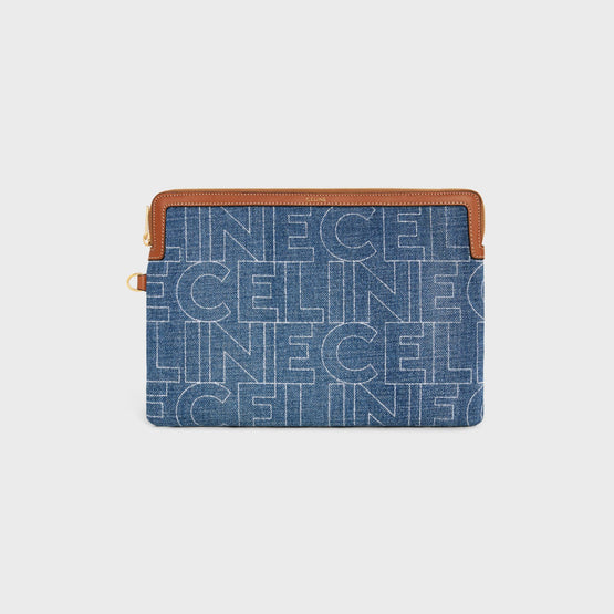 Women Small Pouch With Strap - Navy/Tan