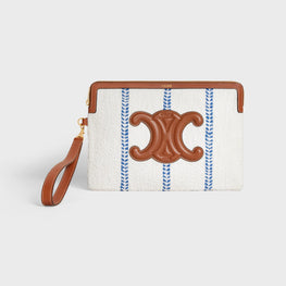 Women Small Pouch With Strap - White/Blue