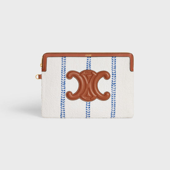 Women Small Pouch With Strap - White/Blue