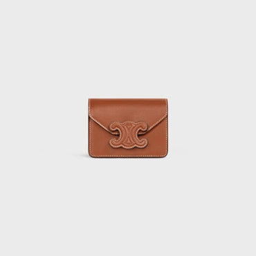 Card Holder On Chain Leather - Tan