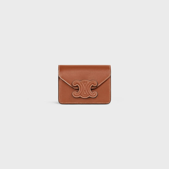 Women Card Holder On Chain Leather - Tan