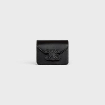 Card Holder On Chain Leather - Black