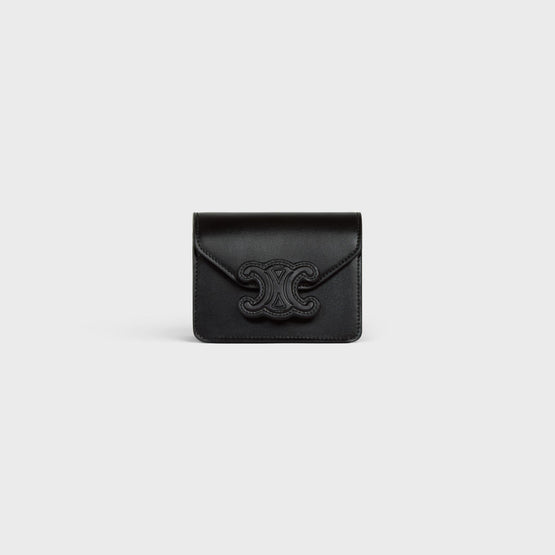 Women Card Holder On Chain Leather - Black